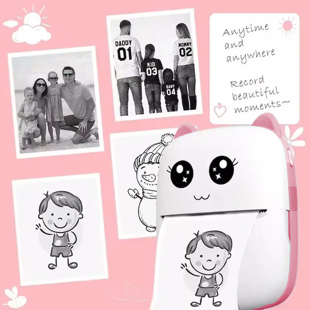 🖨️ Mini Imprimante ROSE Portable Bluetooth – Photos & Étiquettes sans Encre