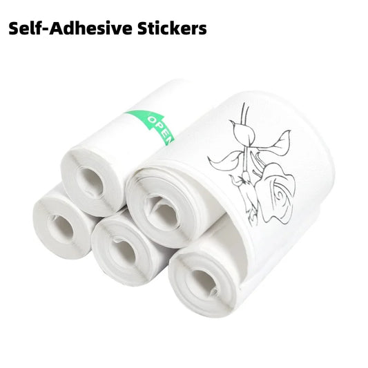 Papier Thermique Autocollant 50mm – Lot de 5 Recharges Premium Compatibles Imprimante PrintyCat