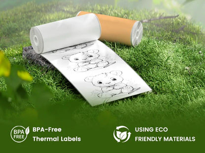 Papier Thermique Autocollant 50mm – Lot de 5 Recharges Premium Compatibles Imprimante PrintyCat