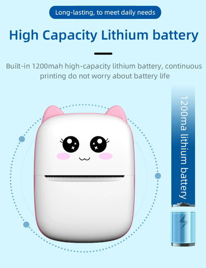 🖨️ Mini Imprimante BLEUE Portable Bluetooth – Photos & Étiquettes sans Encre